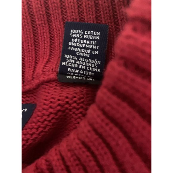 Chaps Sweater Mens XXL Red Black Mock Neck Knitted Long Sleeves Mock Neck - Picture 8 of 10